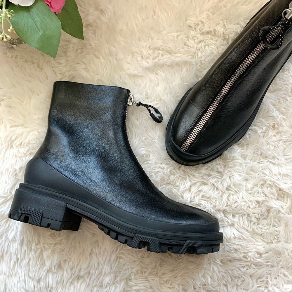 NEW Rag & Bone Shiloh Sport Zip Leather Ankle Boot Black Bootie NWOB EU 37.5 US7